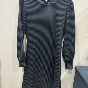 Ann Taylor Navy Striped Long Sleeve Dress